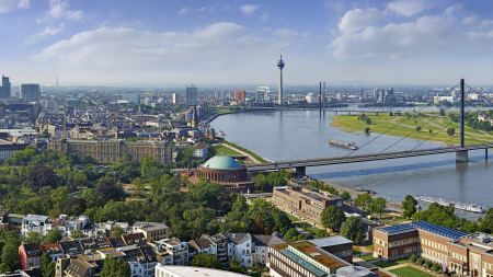 Ansicht der Stadt Düsseldorf aus der Vogelperspektive