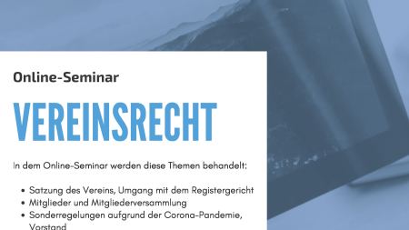 Flyer: Online-Seminar "Vereinsrecht"