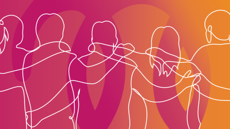 Silhouette von Menschen, die sich umarmen