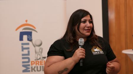 Fatma Karacakurtoğlu von Train of Hope bei der Verleihung des Multi-Kulti-Preises 2018 