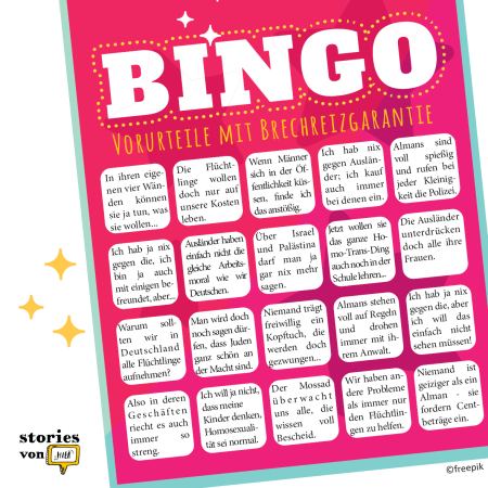 Bingo-Karte mit Vorurteilen