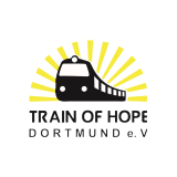 Logo Train of Hope mit Stilisiertem Zug und Sonnenstrahlen
