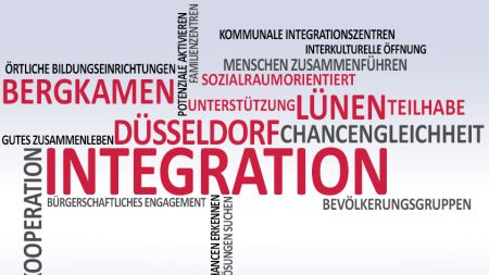 Wordcloud mit verschiedenen Begriffen zum Thema Integration