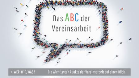 Sprechblase aus Menschen, in der steht: Das ABC der Vereinsarbeit